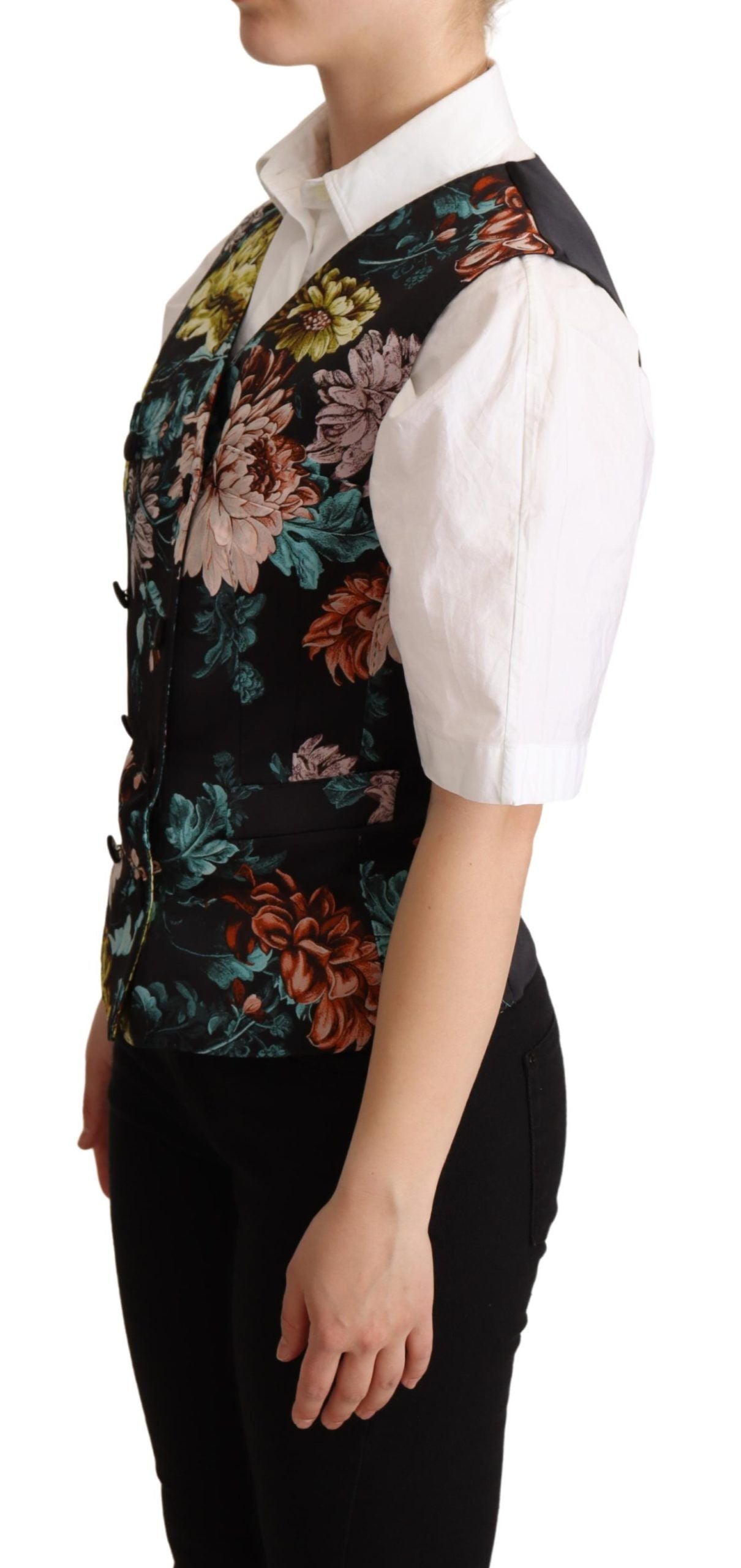 Exquisito chaleco de jacquard floral