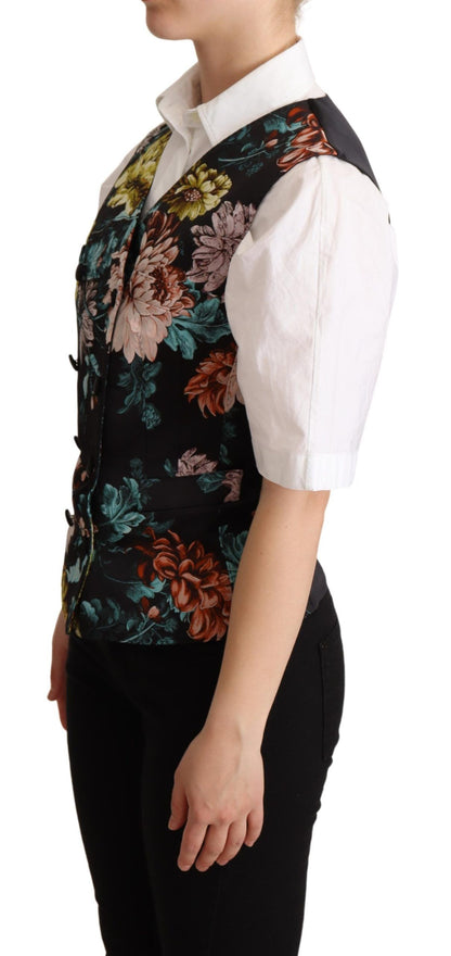 Exquisito chaleco de jacquard floral