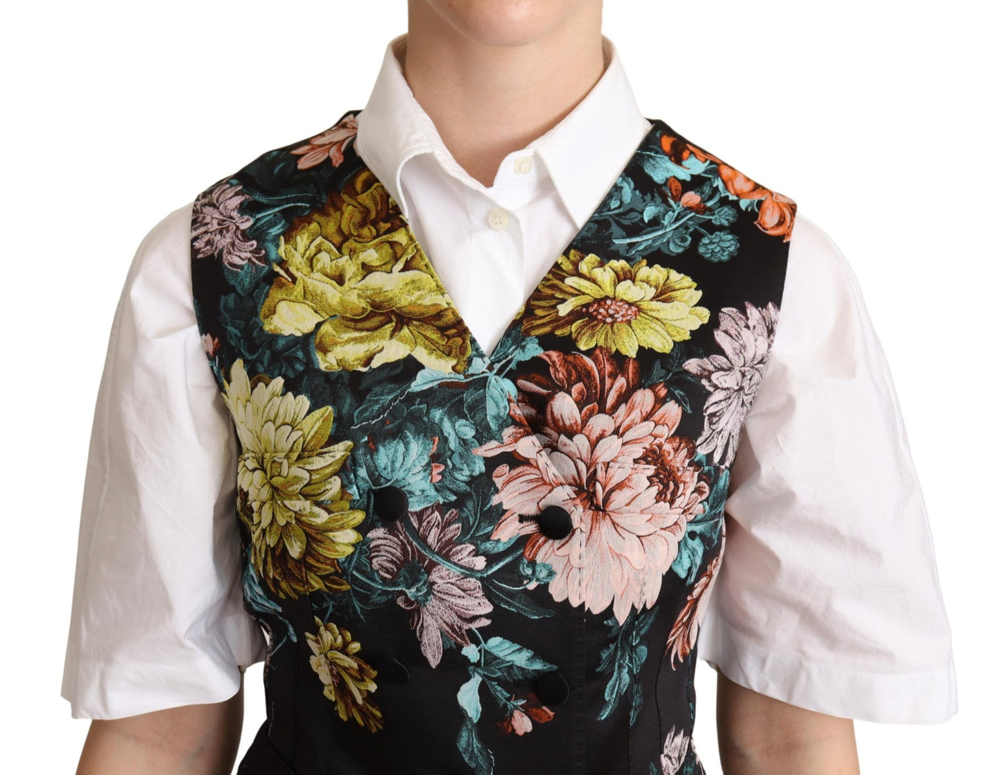 Exquisito chaleco de jacquard floral