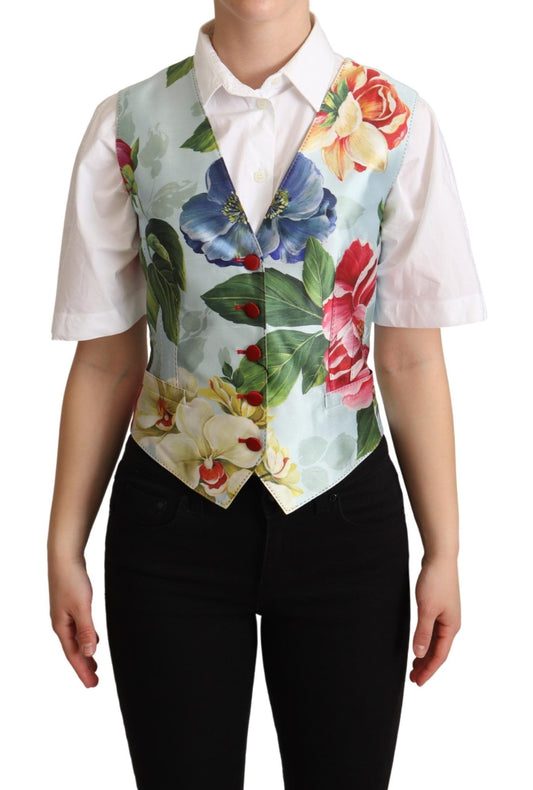 Chaleco elegante de seda con estampado floral