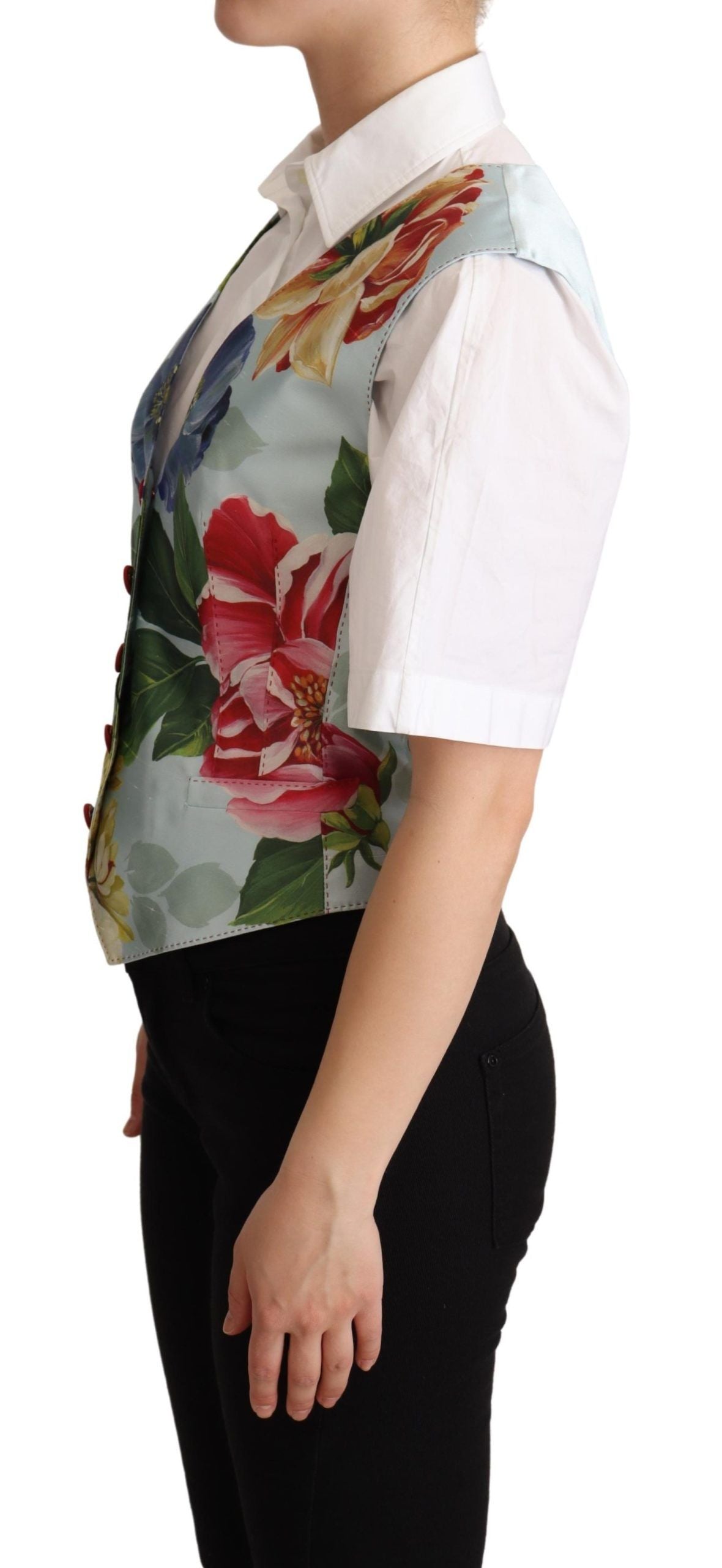 Chaleco elegante de seda con estampado floral