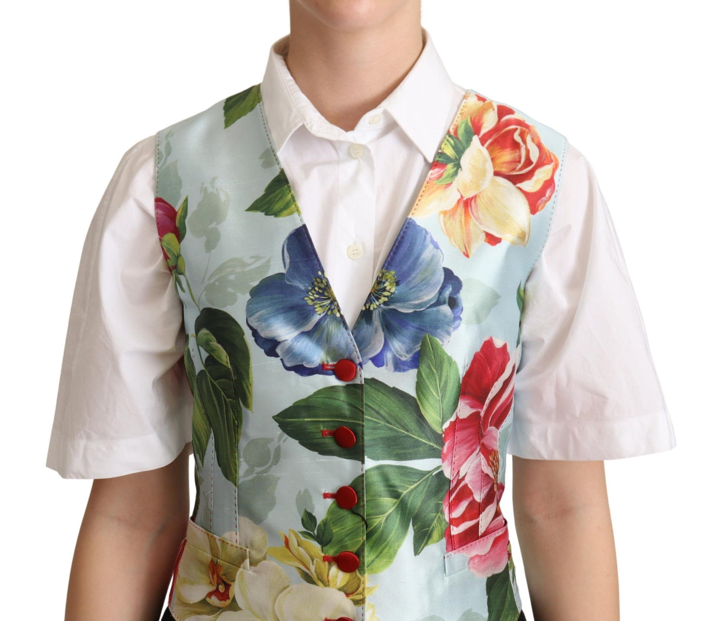 Chaleco elegante de seda con estampado floral