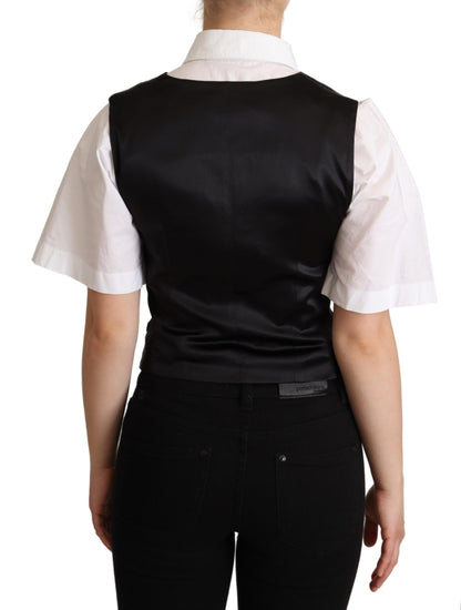 Chaleco elegante de mezcla de seda negro
