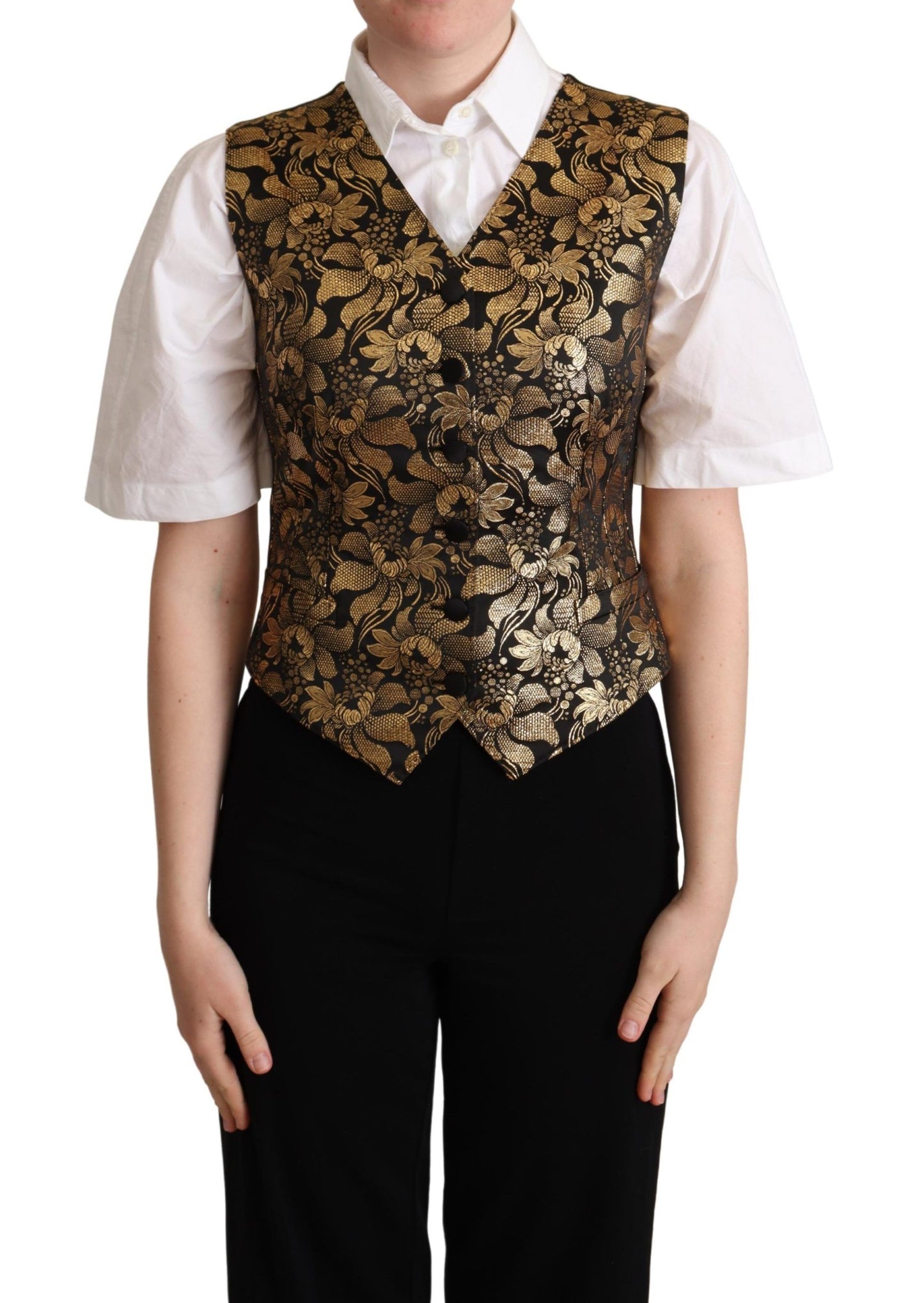 Elegante chaleco de jacquard negro