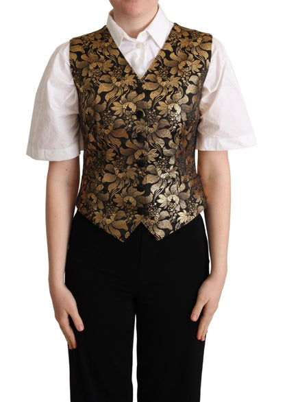 Elegante chaleco de jacquard negro