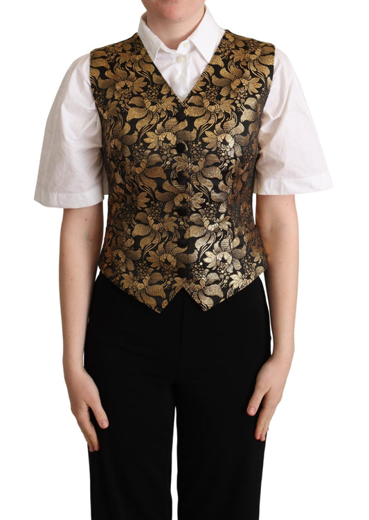 Elegante chaleco de jacquard negro