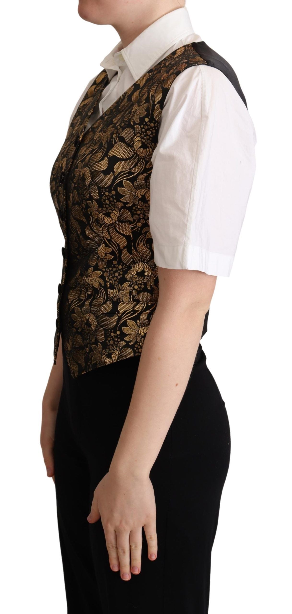 Elegante chaleco de jacquard negro