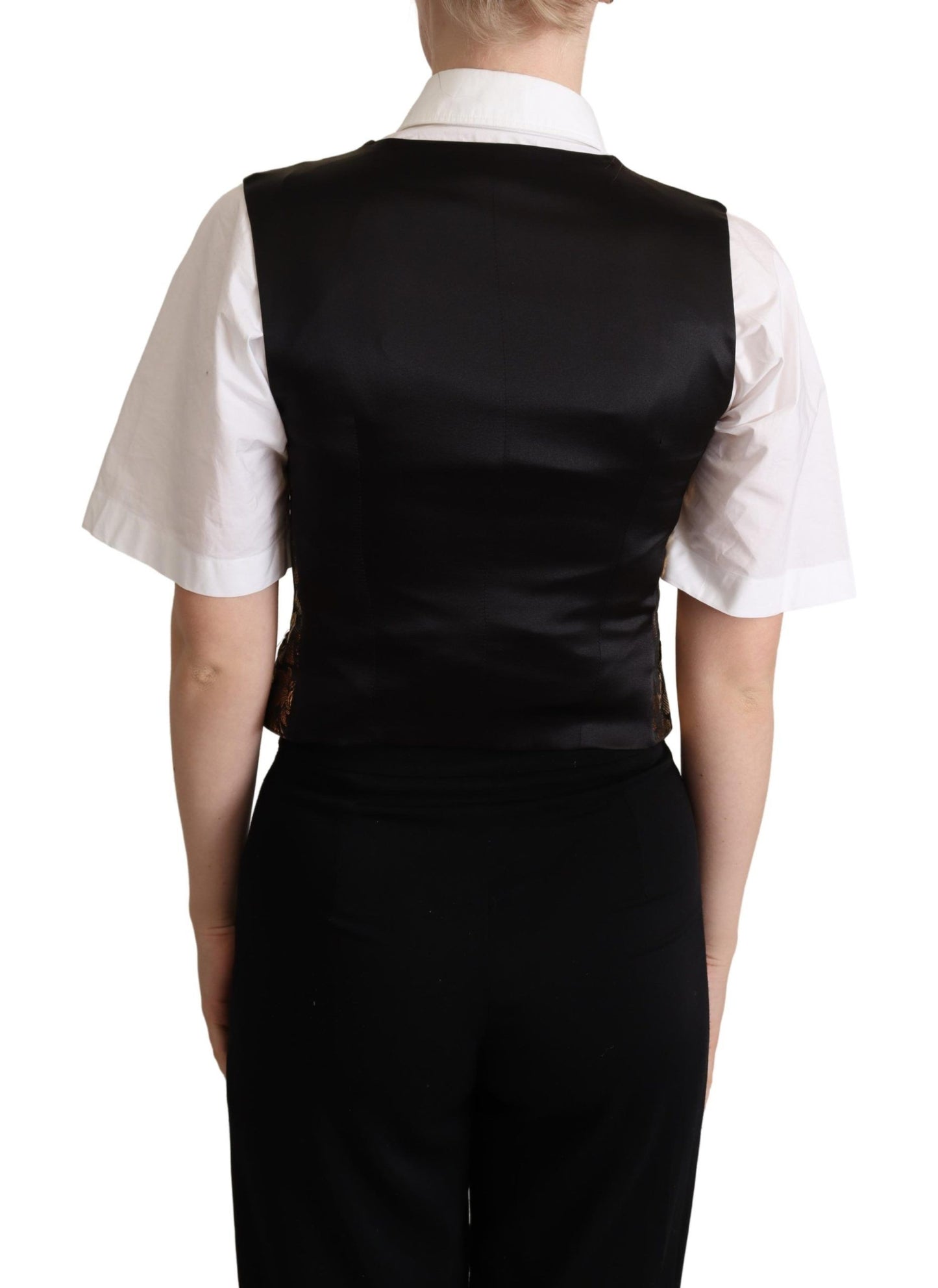 Elegante chaleco de jacquard negro