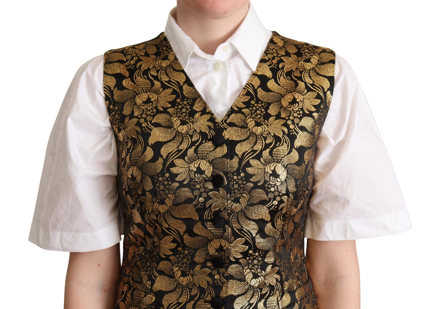 Elegante chaleco de jacquard negro