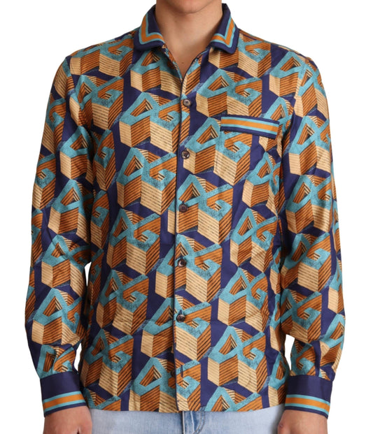 Camisa informal elegante de seda con logotipo de DG