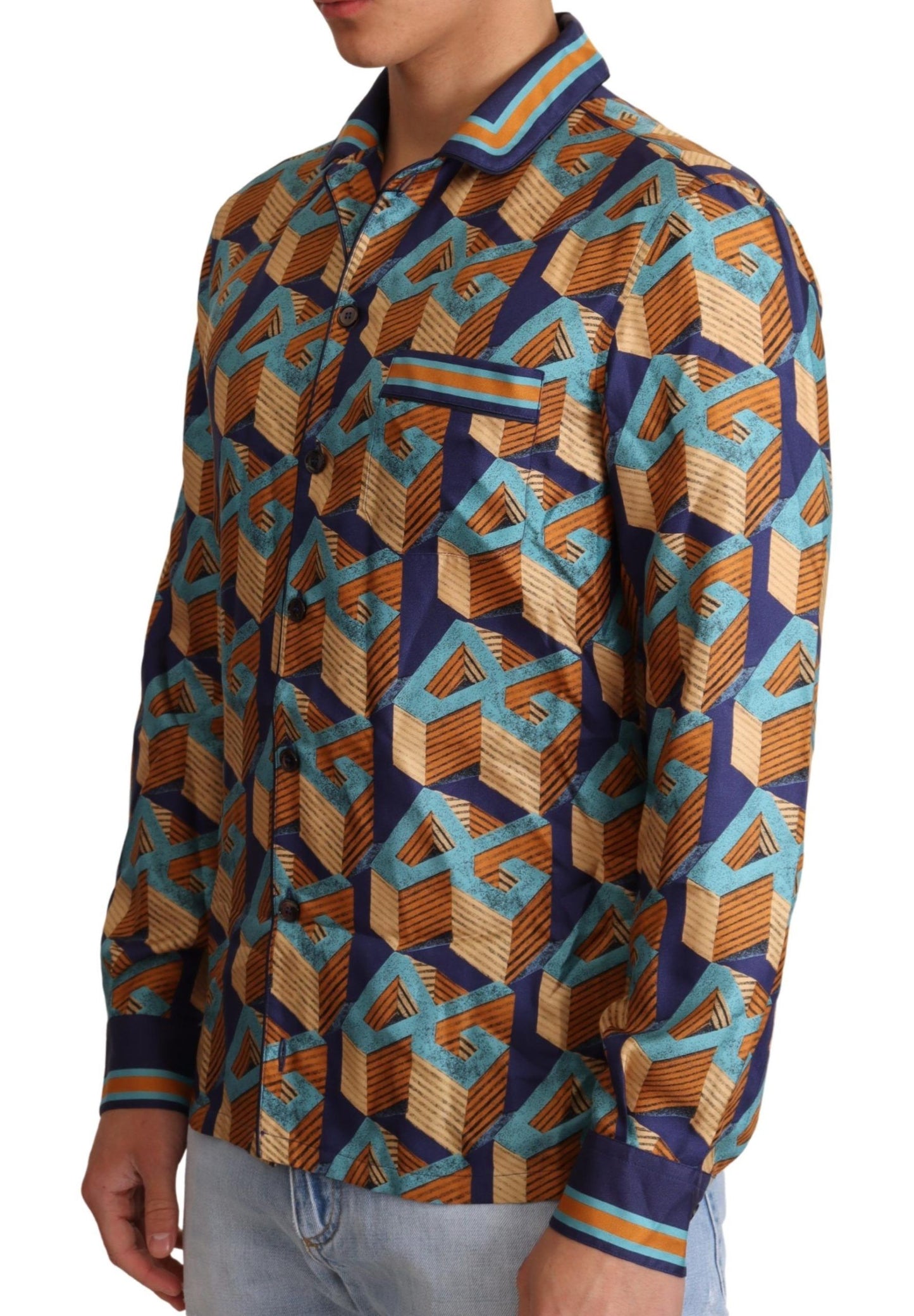 Camisa informal elegante de seda con logotipo de DG