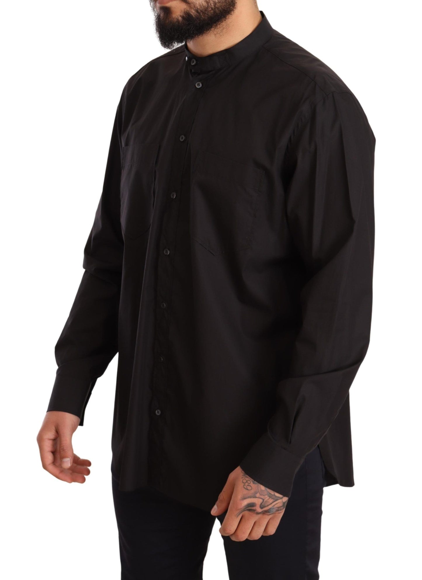 Camisa elegante negra 100% algodón para hombre