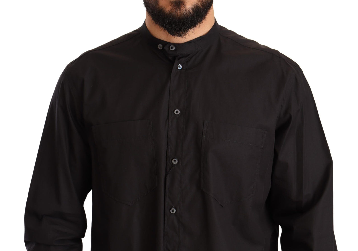Camisa elegante negra 100% algodón para hombre