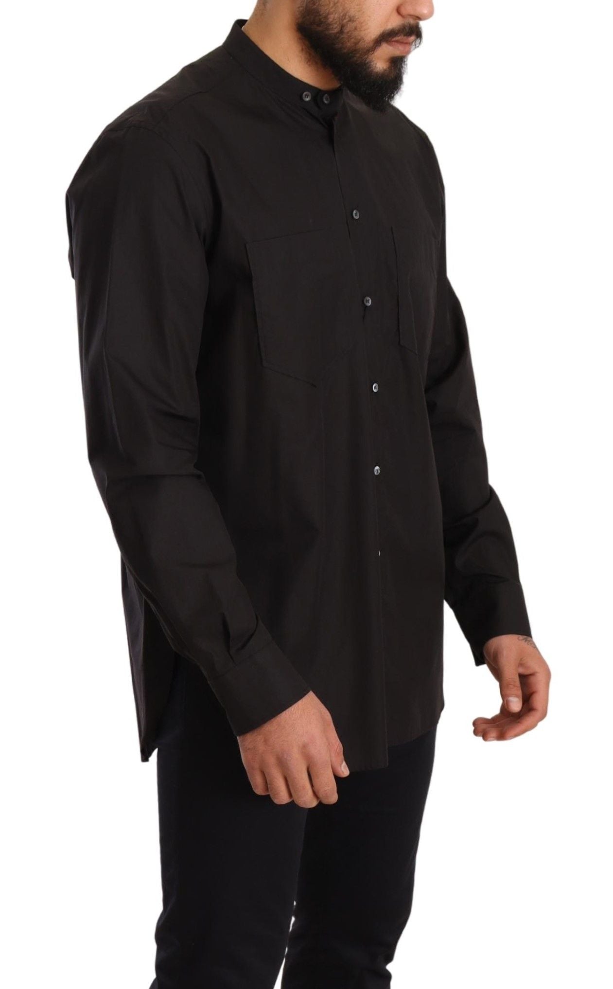 Camisa elegante negra 100% algodón para hombre