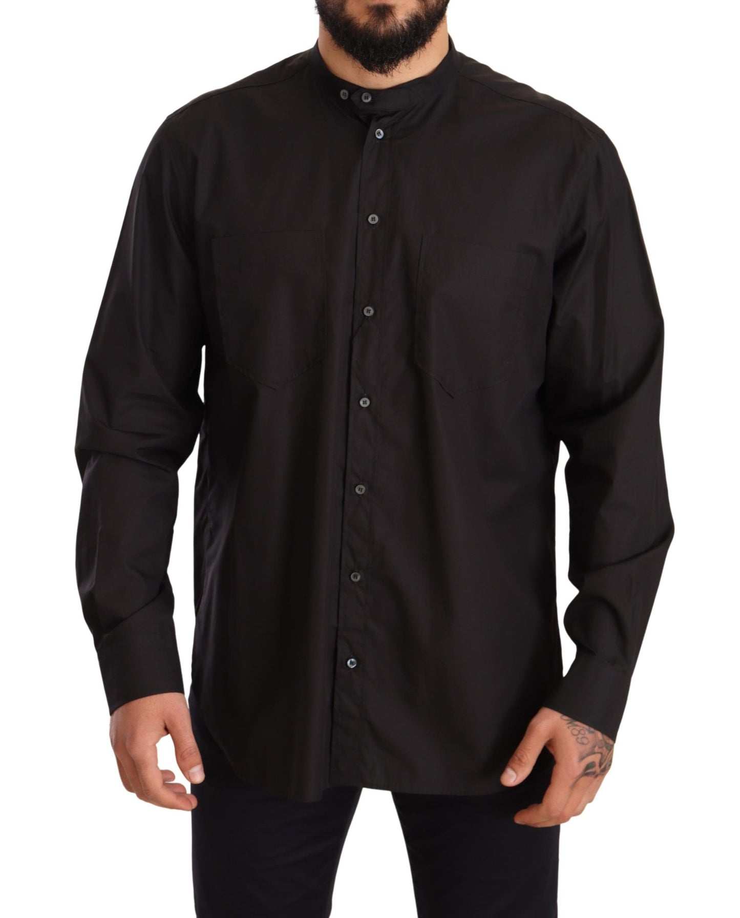 Camisa elegante negra 100% algodón para hombre