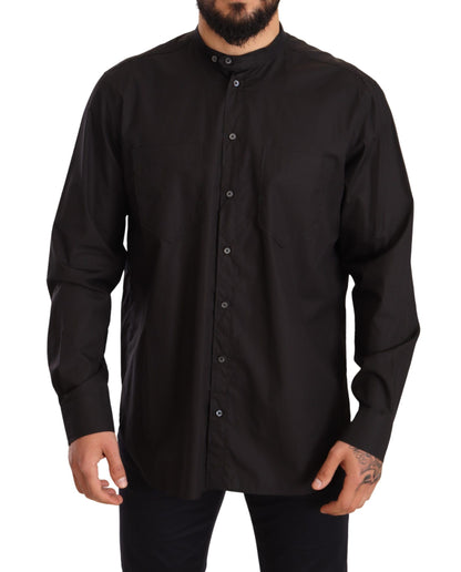 Camisa elegante negra 100% algodón para hombre
