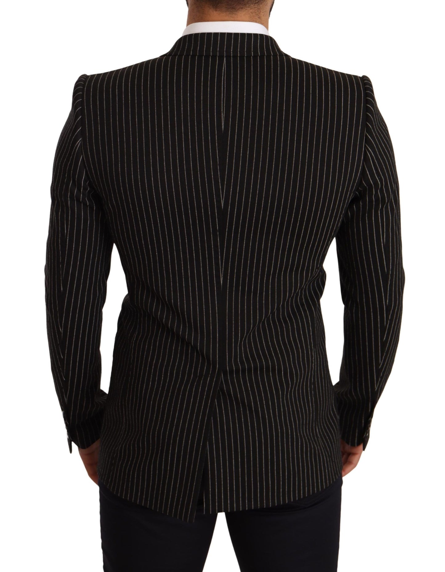 Elegante blazer de lana a rayas con forro de seda