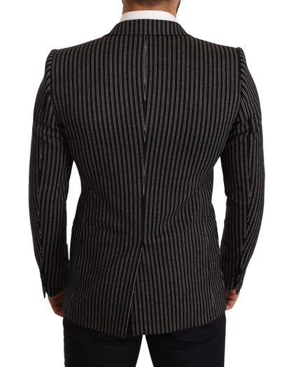 Elegante blazer de lana virgen a rayas negras