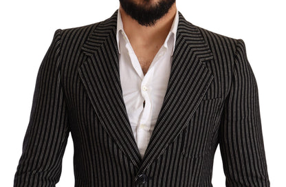 Elegante blazer de lana virgen a rayas negras