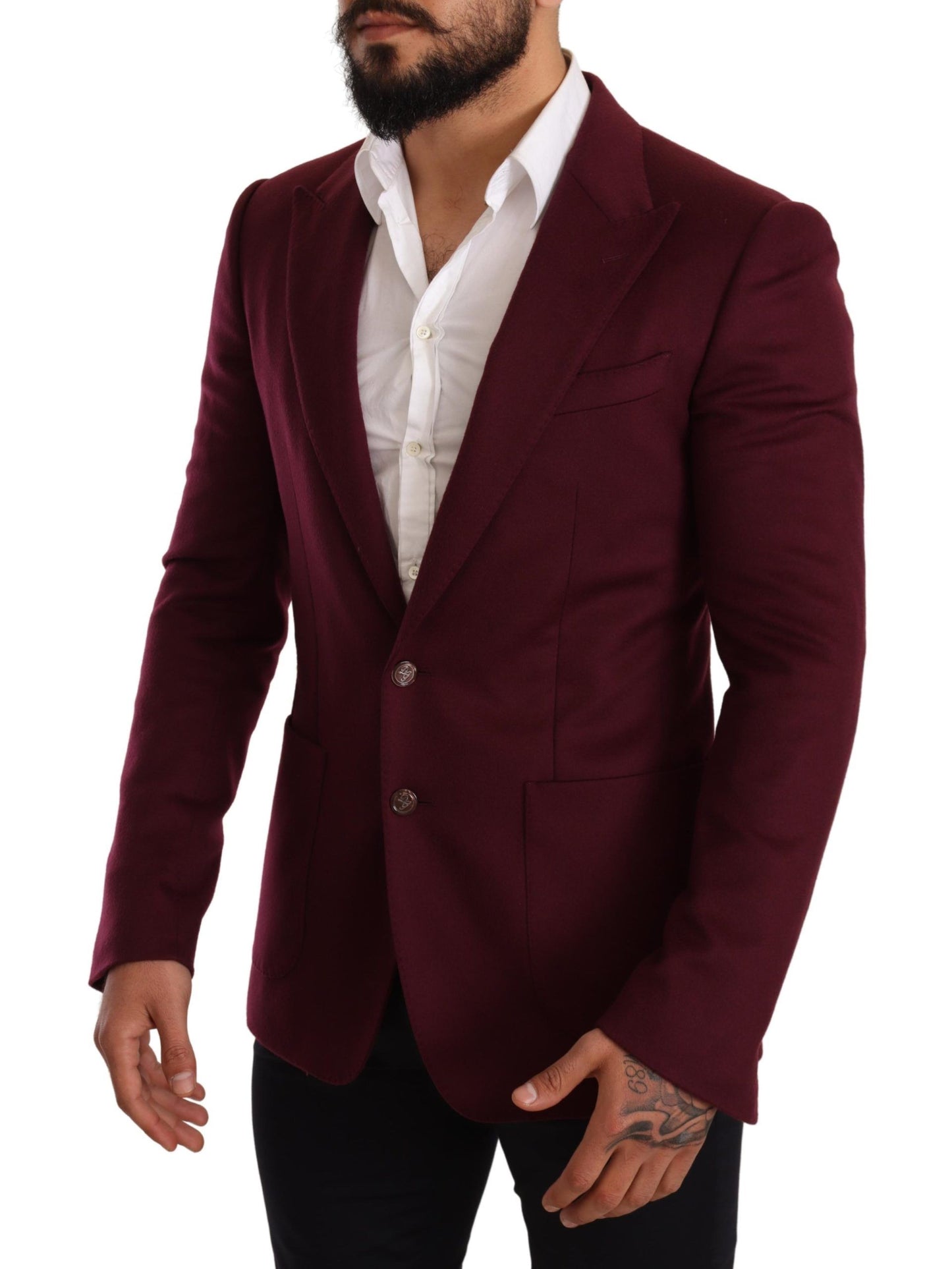 Elegante blazer burdeos de cachemir color granate