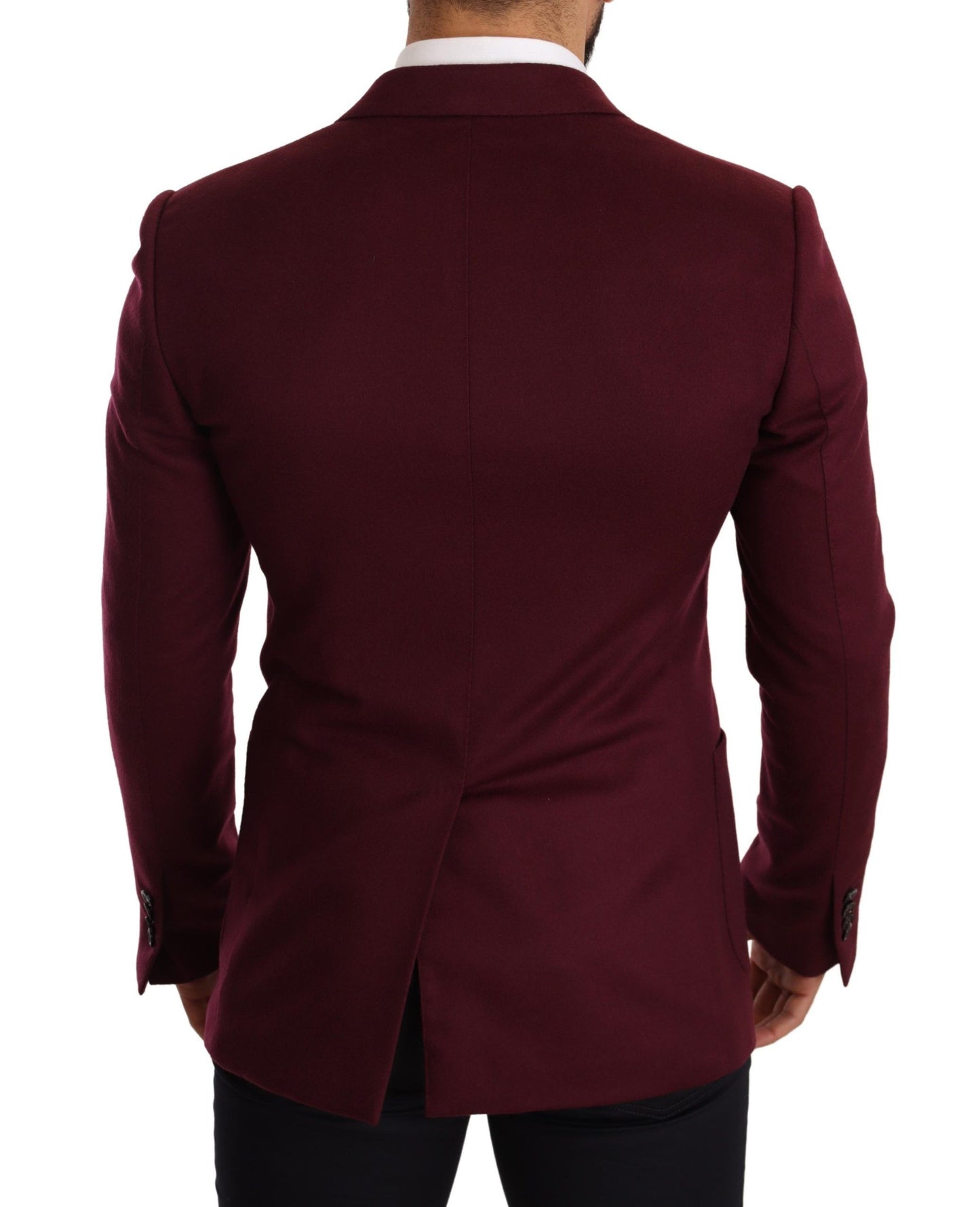 Elegante blazer burdeos de cachemir color granate