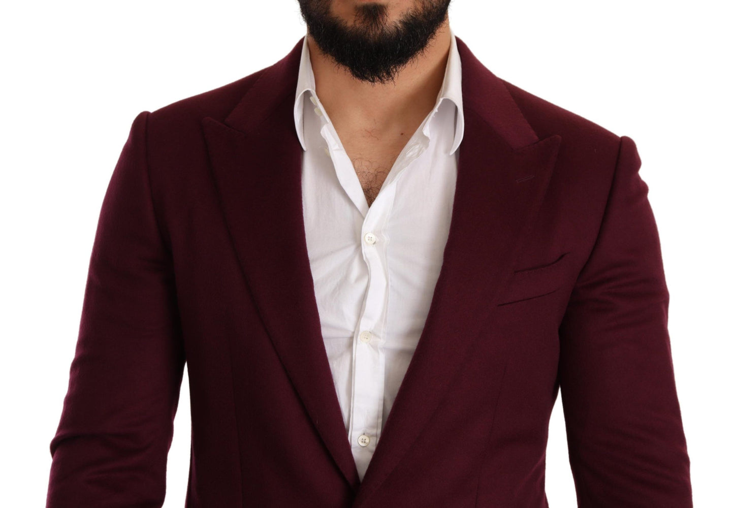 Elegante blazer burdeos de cachemir color granate