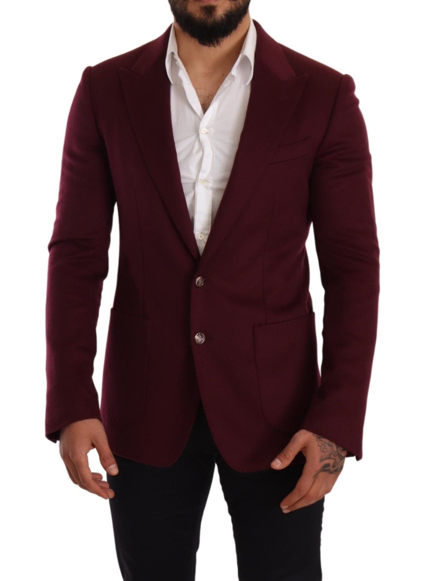 Elegante blazer burdeos de cachemir color granate