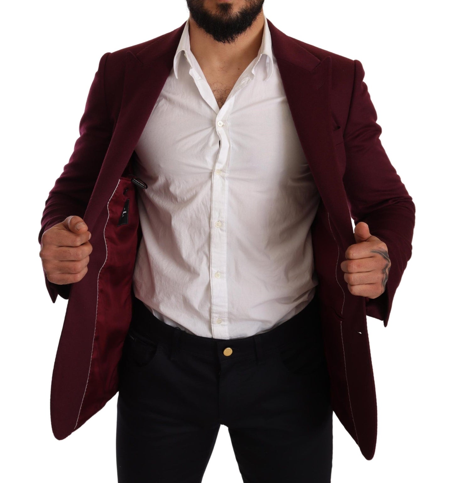 Elegante blazer burdeos de cachemir color granate