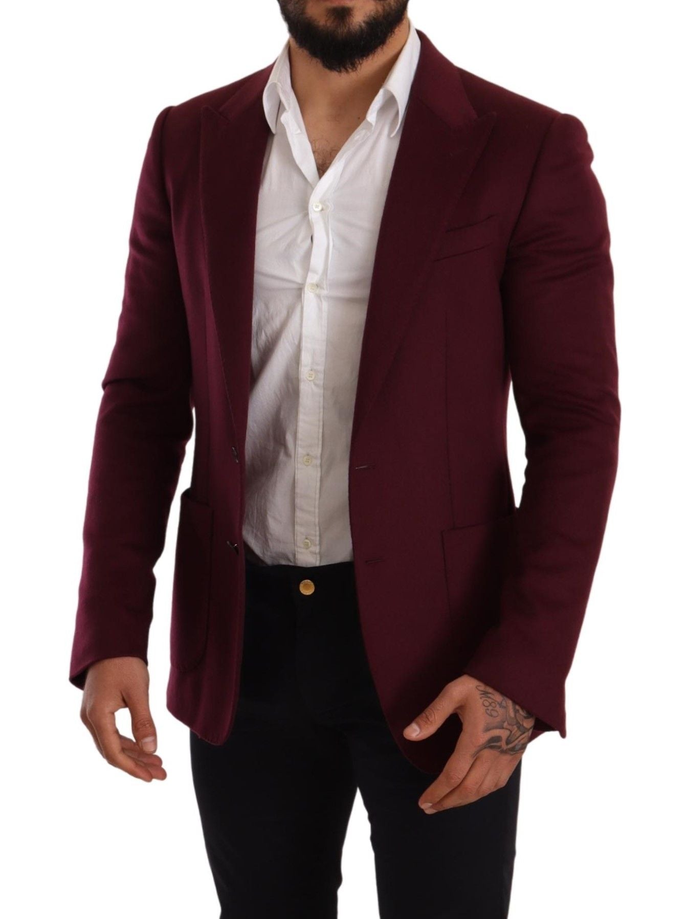 Elegante blazer burdeos de cachemir color granate