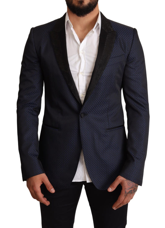 Elegante blazer azul ajustado de estilo martini