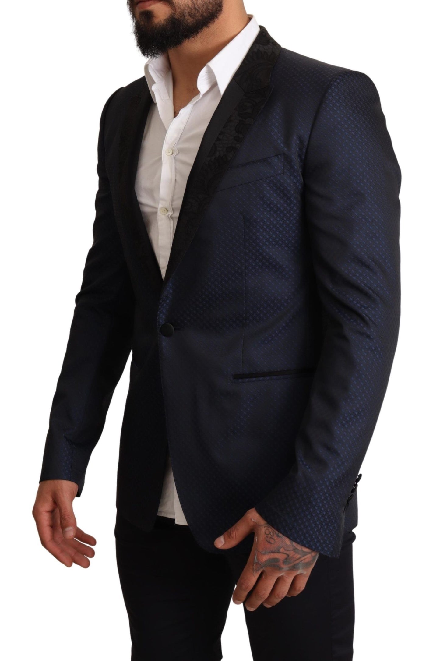 Elegante blazer azul ajustado de estilo martini