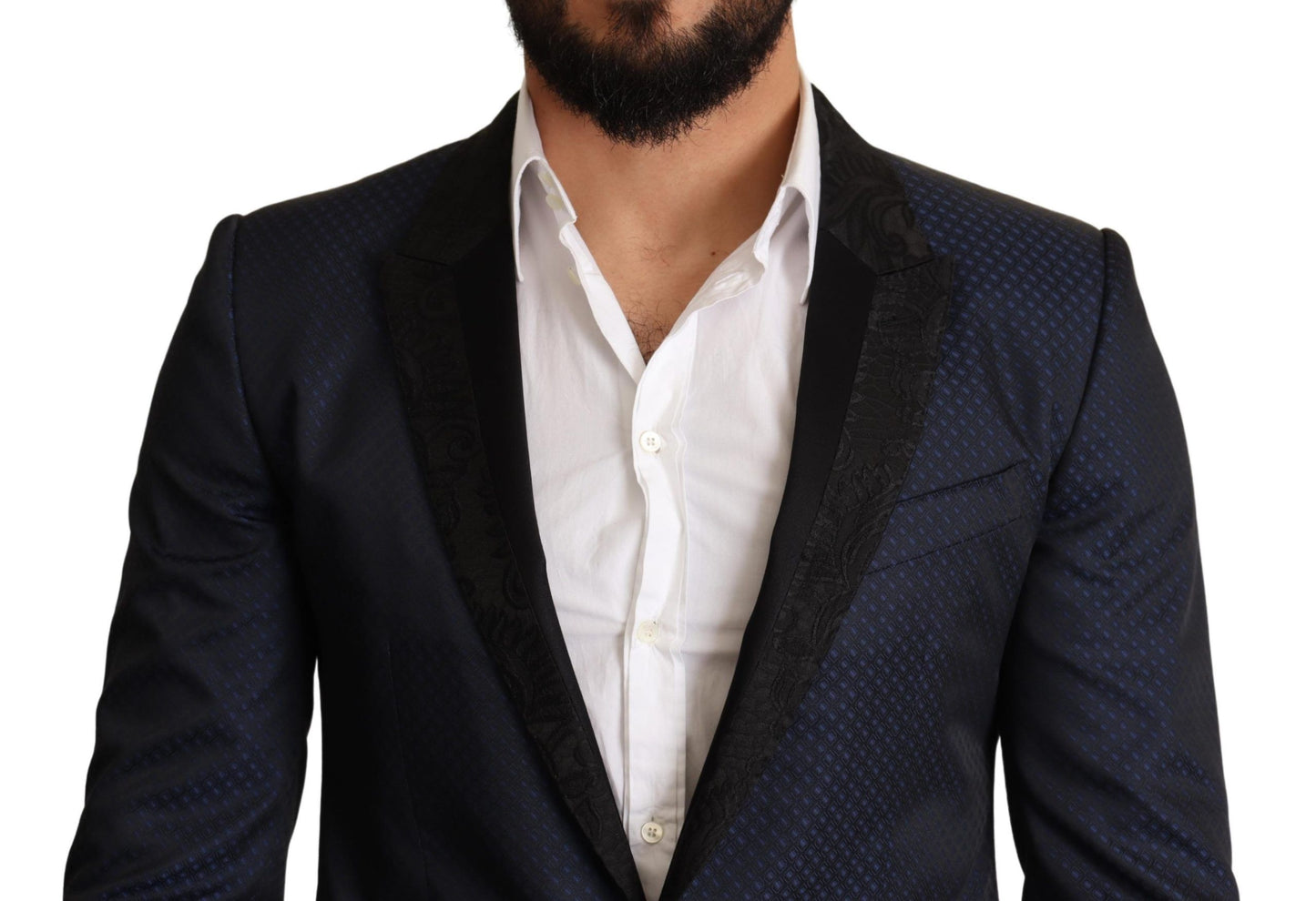 Elegante blazer azul ajustado de estilo martini
