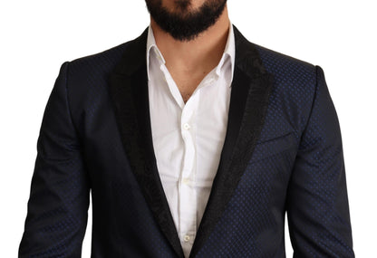 Elegante blazer azul ajustado de estilo martini