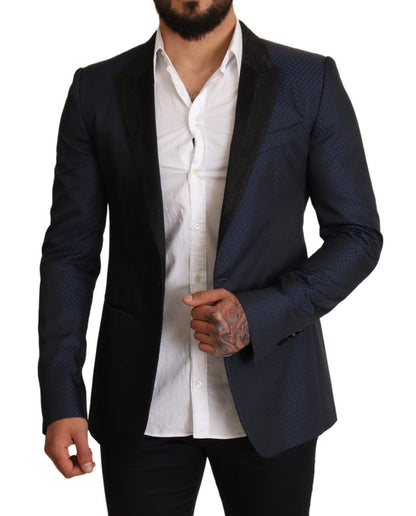 Elegante blazer azul ajustado de estilo martini