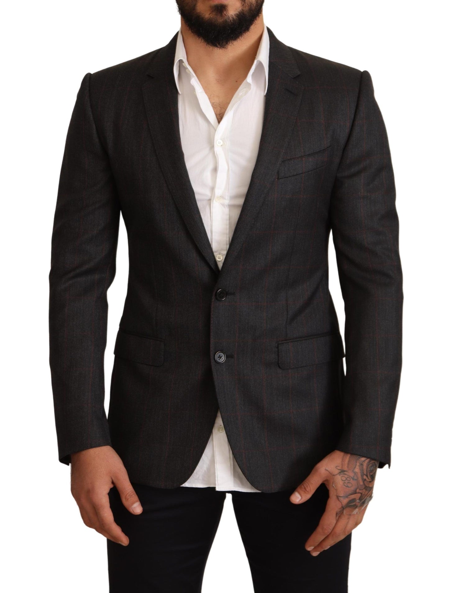 Elegante blazer Martini a cuadros grises
