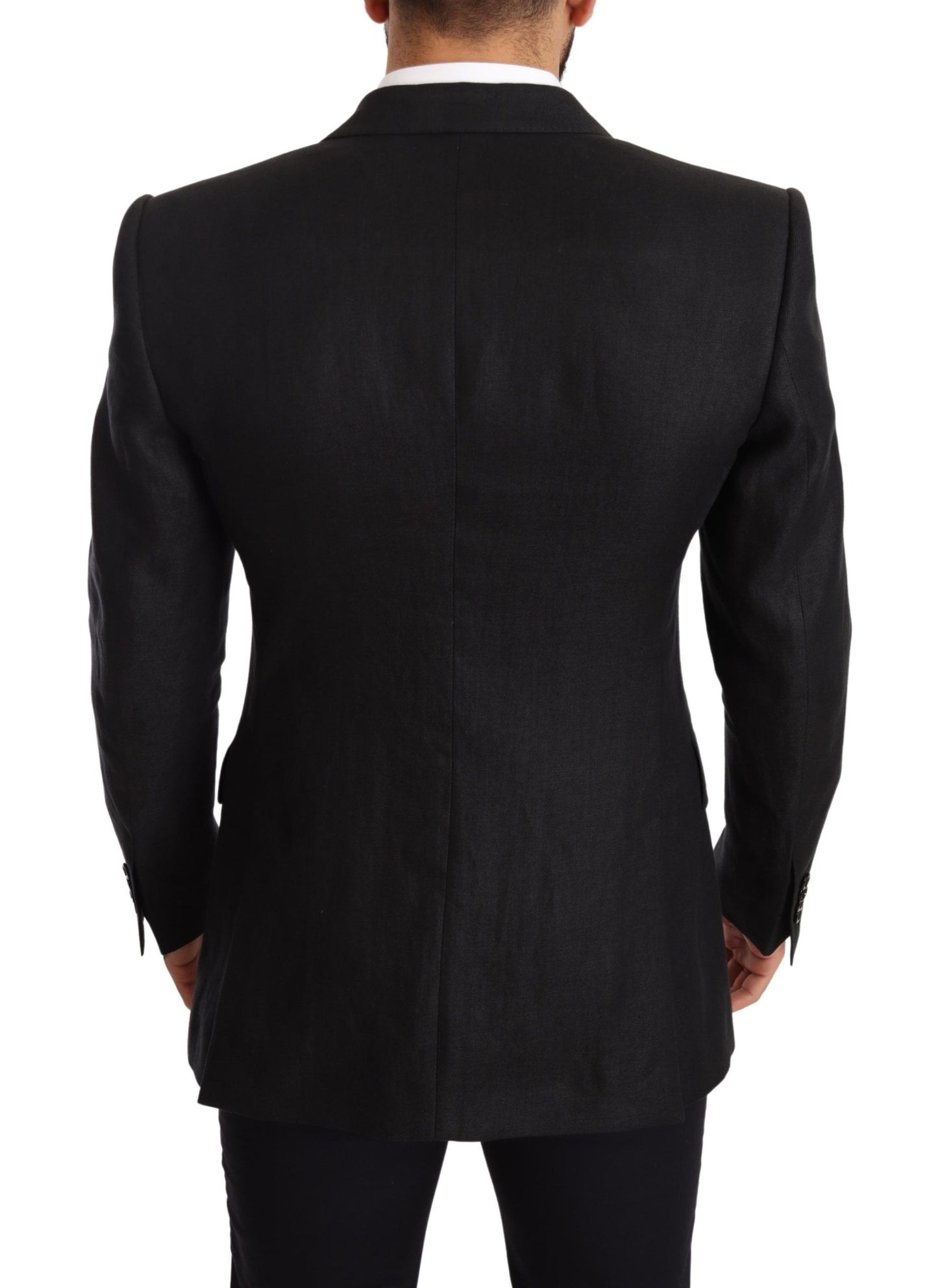 Blazer elegante de lino negro de corte entallado