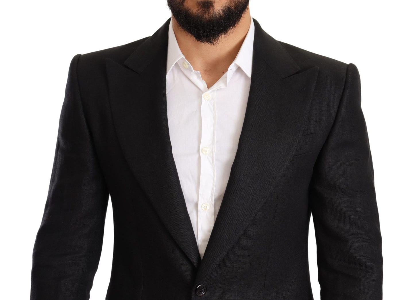 Blazer elegante de lino negro de corte entallado
