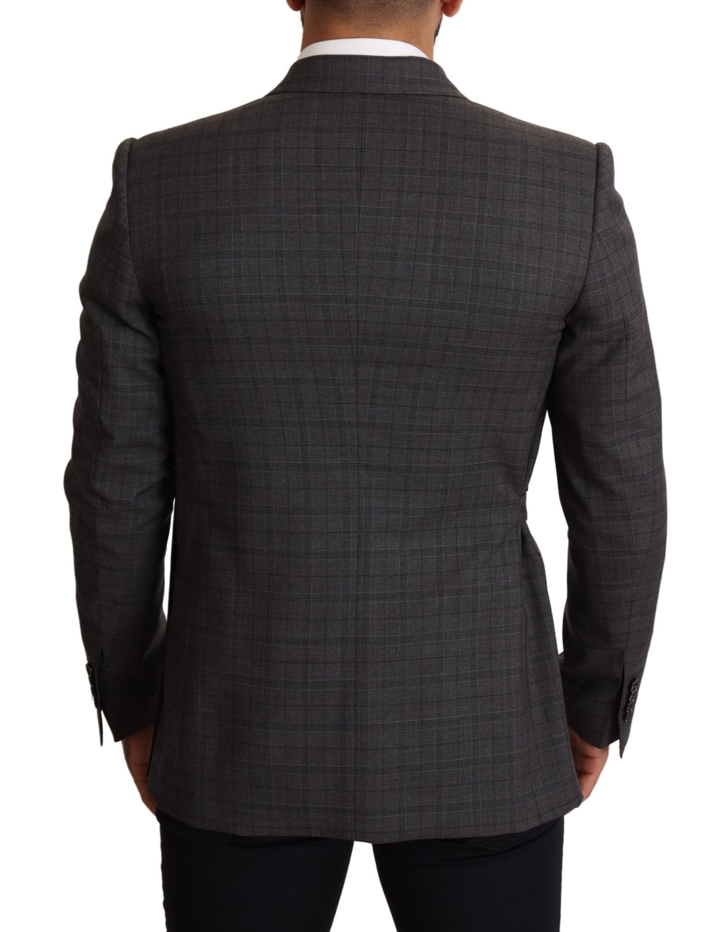 Blazer cruzado entallado con estampado Martini de cuadros grises elegantes