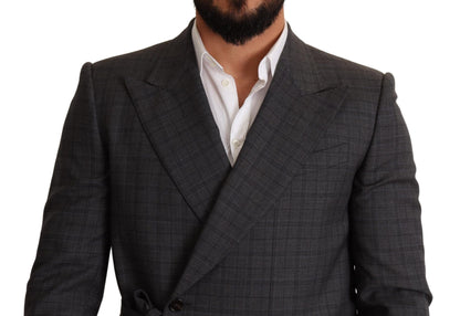 Blazer cruzado entallado con estampado Martini de cuadros grises elegantes