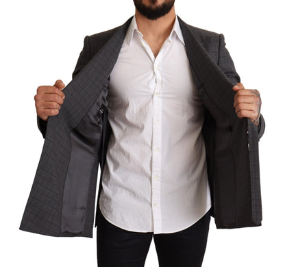 Blazer cruzado entallado con estampado Martini de cuadros grises elegantes