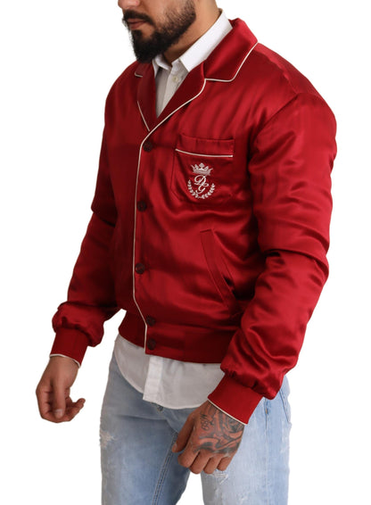 Chaqueta bomber roja de seda suntuosa