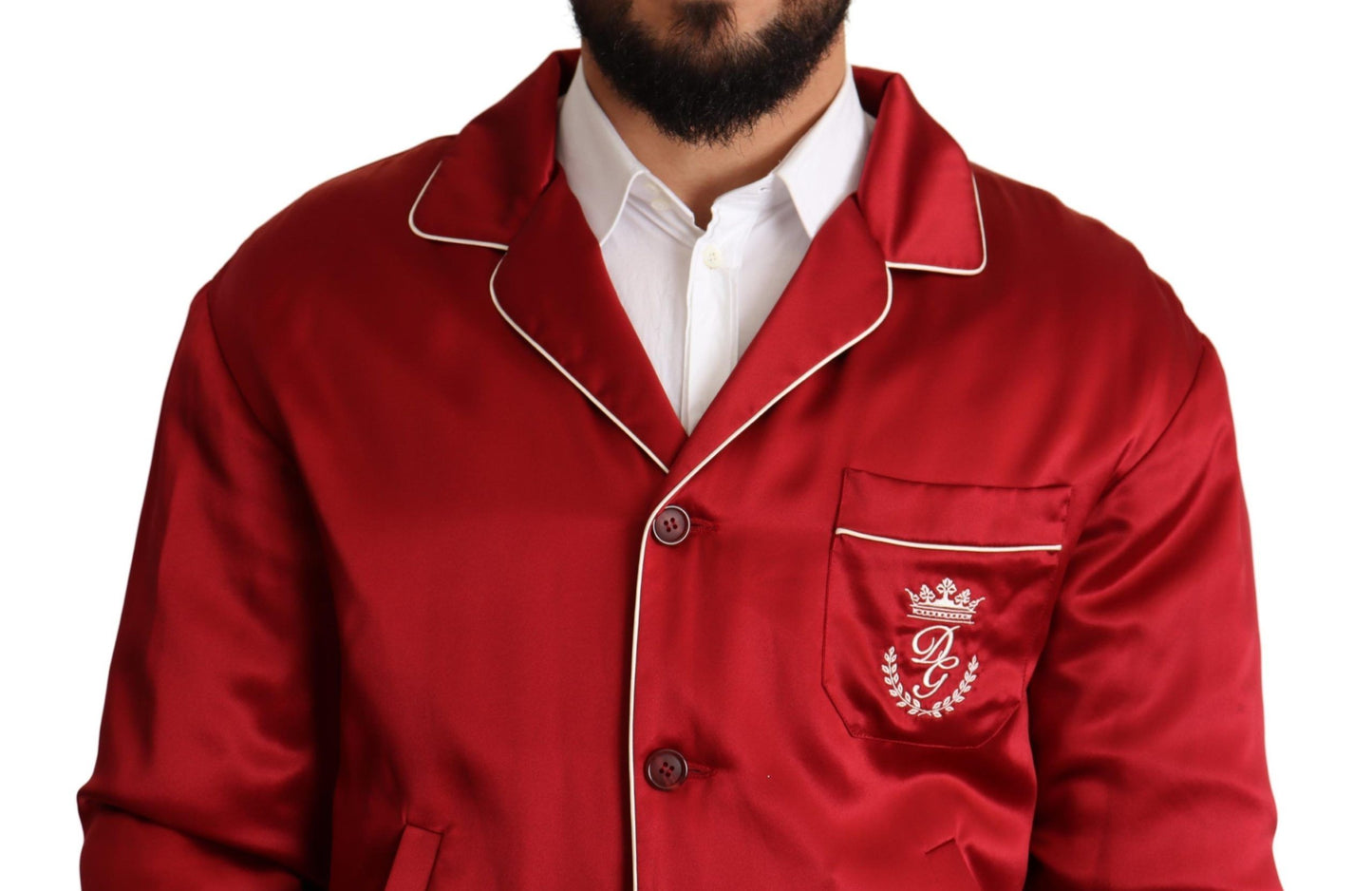 Chaqueta bomber roja de seda suntuosa