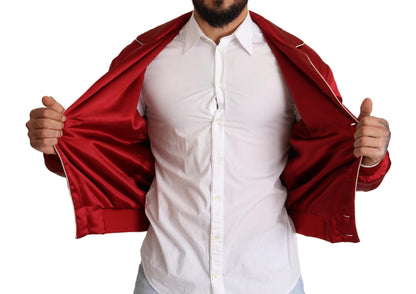 Chaqueta bomber roja de seda suntuosa