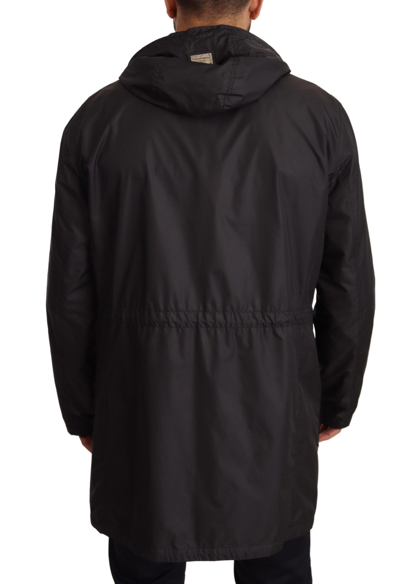 Chaqueta elegante tipo blusón negra con capucha