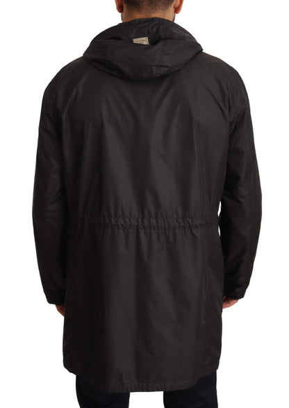 Chaqueta elegante tipo blusón negra con capucha