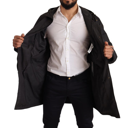 Chaqueta elegante tipo blusón negra con capucha