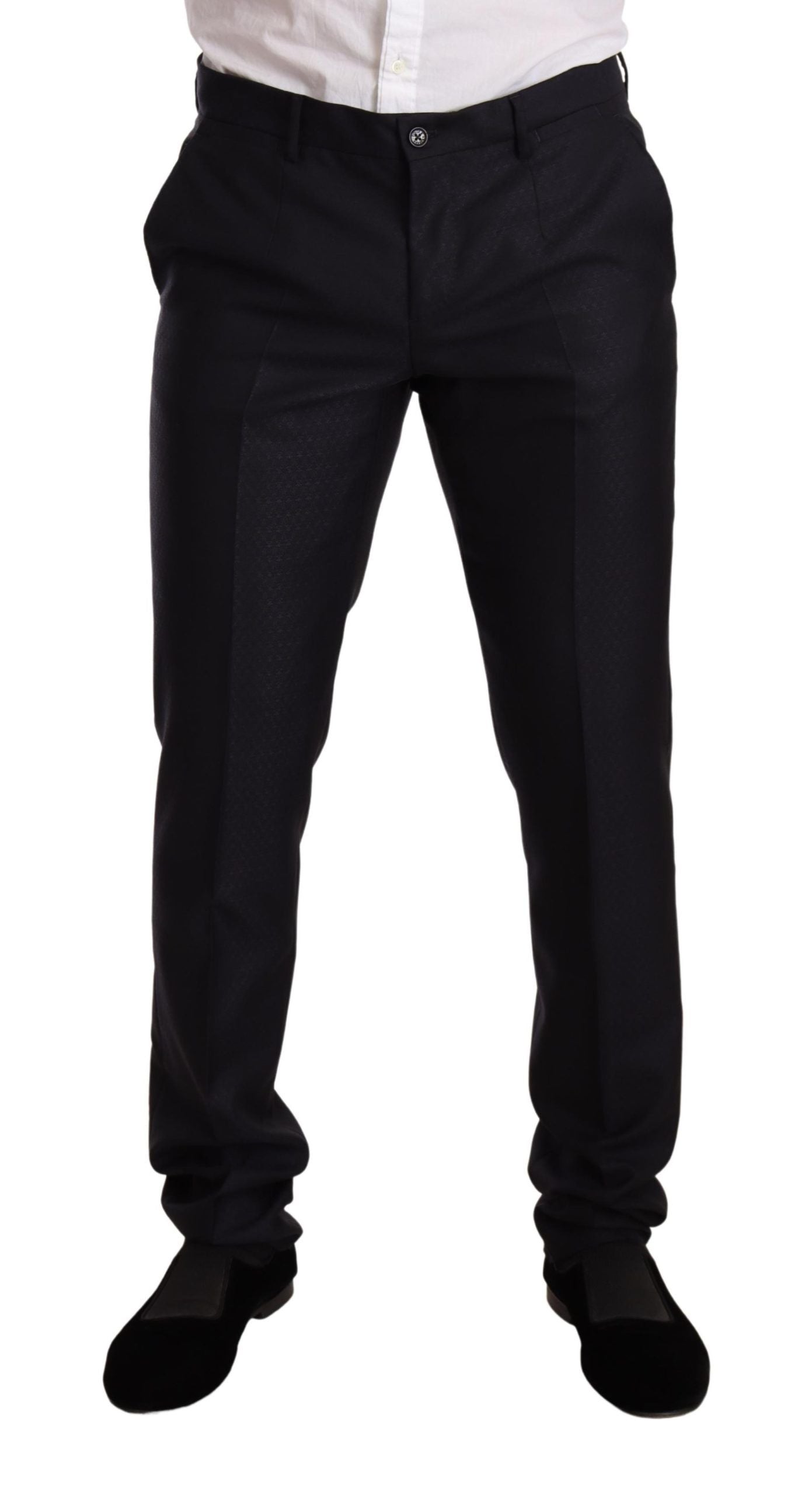 Elegante traje jacquard de corte entallado en azul