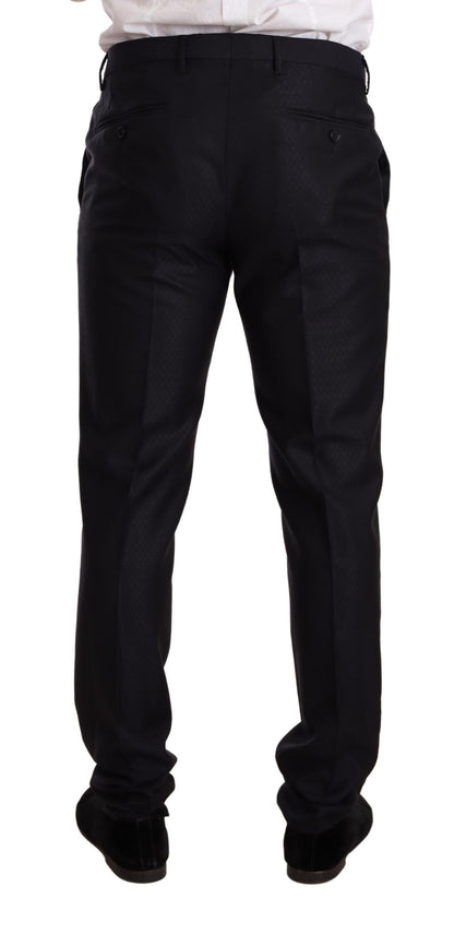 Elegante traje jacquard de corte entallado en azul
