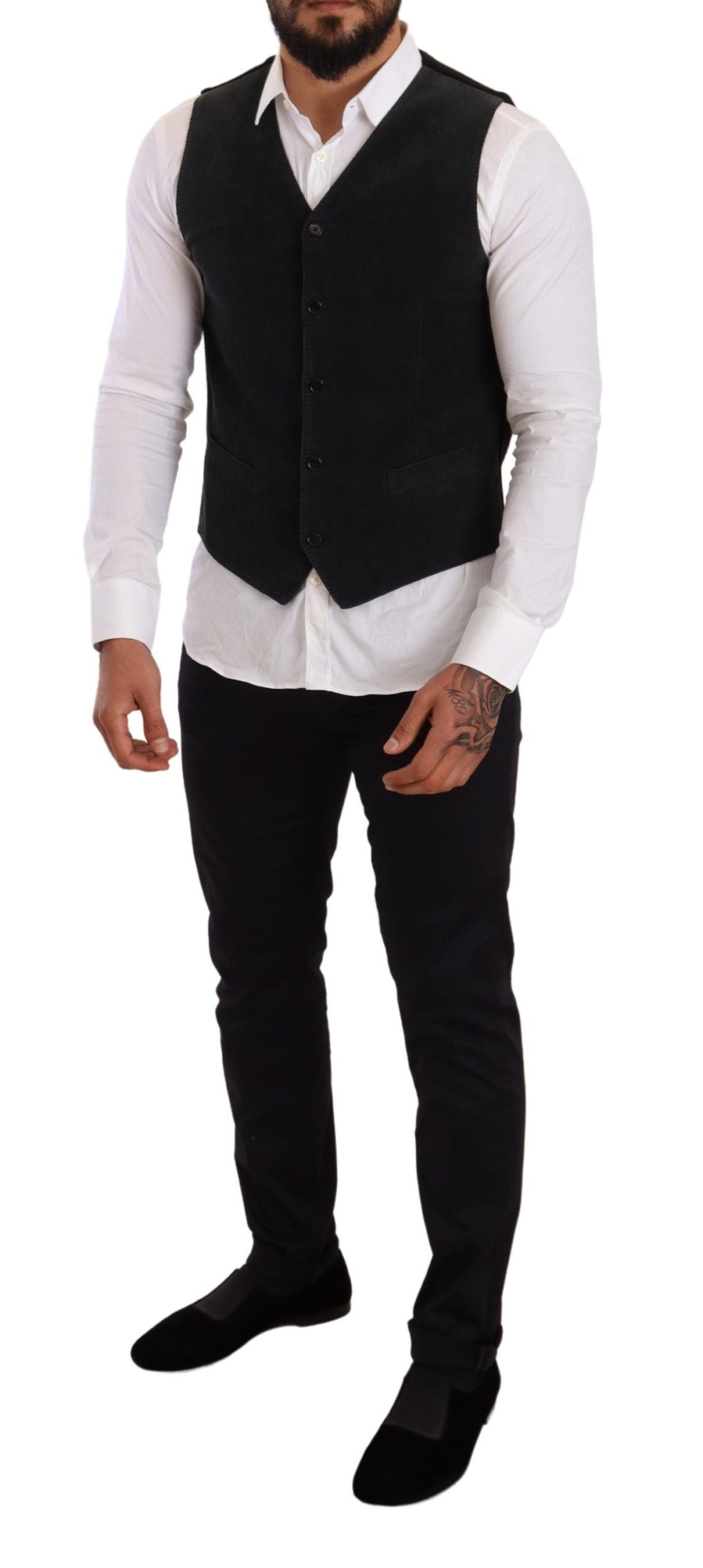 Elegante chaleco formal de algodón negro