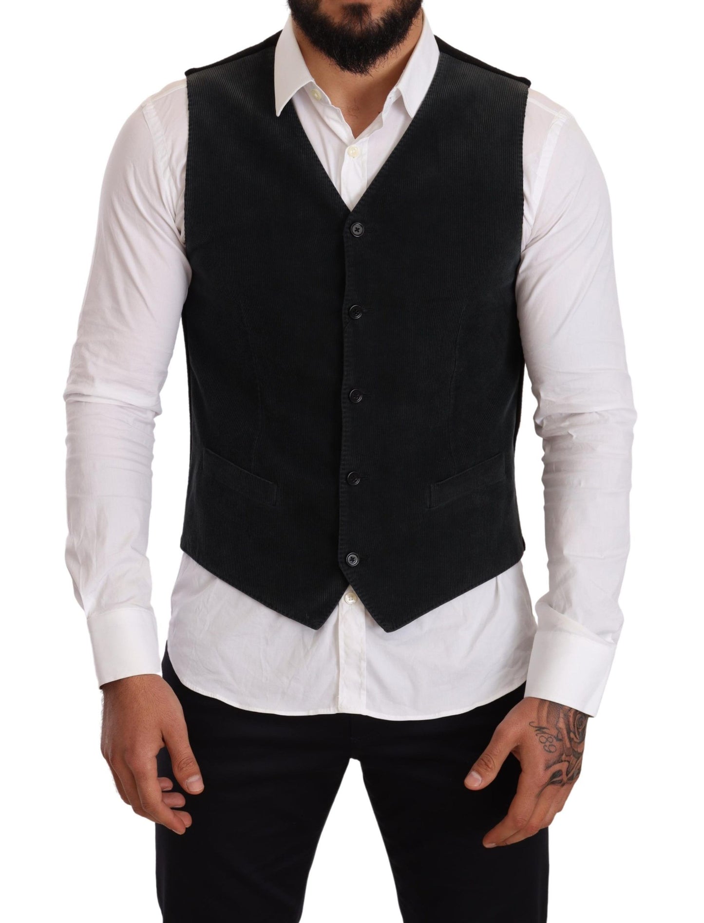 Elegante chaleco formal de algodón negro